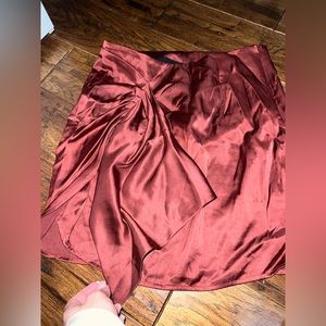 Satin maroon red burgundy skirt draping size M Express